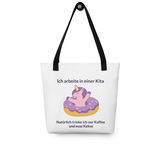 Stofftasche "Ich arbeite in einer Kita - Natürlich trinke ich nur Kaffee und esse Kekse"